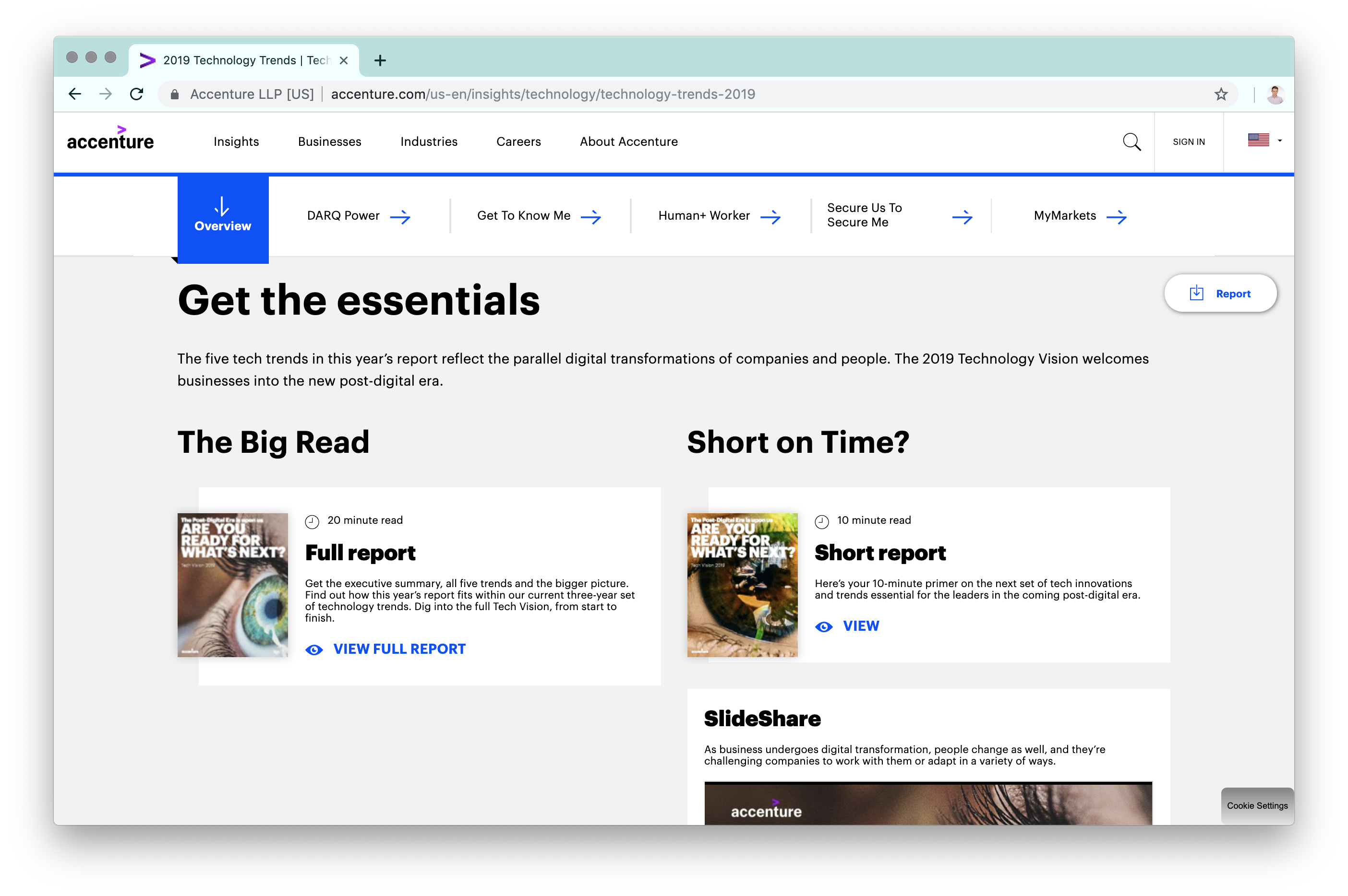Fig 6. Technology trends 2019 report (Accenture) caters for multiple audience through a range of content types and formats